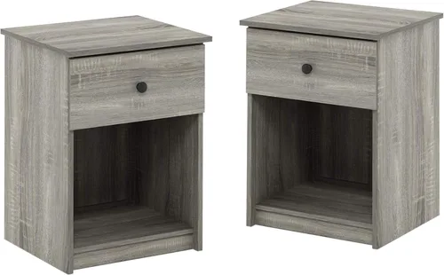 Miniatura 6 de Furinno 219153GYW Lucca - Mesita de noche, paquete de 2, roble francés gris gris roble francés