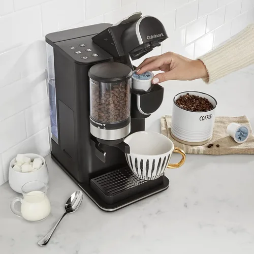Miniatura 2 de Cuisinart Cafetera de una sola porción + molinillo de café, depósito extraíble de 48 onzas, filtro de café negro DGB-2 y GTF en tono dorado, cono