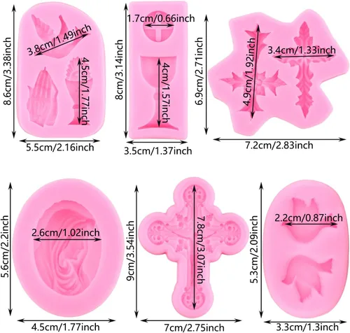 Miniatura 2 de ZiXiang Molde de silicona cruzada para comunión, cáliz, paloma, fondant, molde de bautismo para bautismo, fiesta, decoración de pasteles, decoración