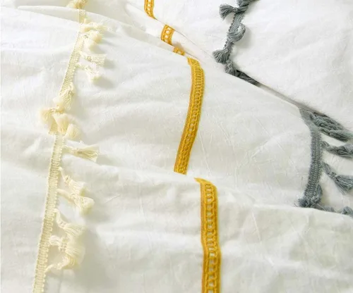 Miniatura 3 de Edredón hippie puro con borlas para dormitorio, manta bohemia con flecos indios, funda de edredón de algodón para mujer con fundas de almohada