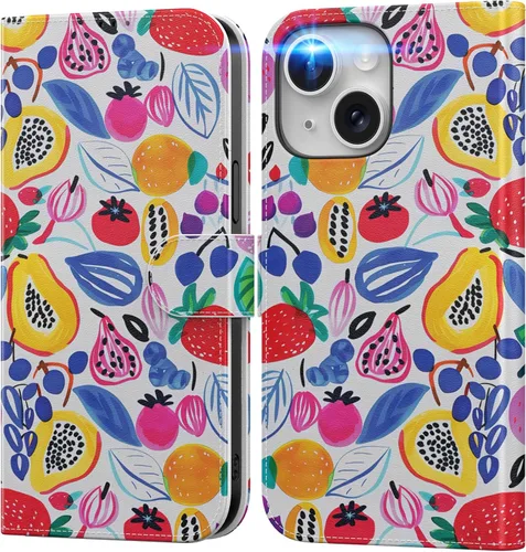Miniatura 81 de DEENAKIN Funda tipo cartera para iPhone 15 con tarjetero + clip para efectivo, bloqueo RFID, protección contra caídas de grado militar y obras