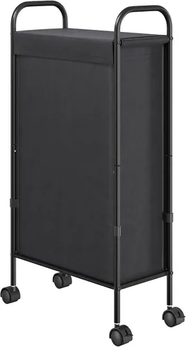 ELYKEN Cesta de lavandería delgada con tapa, cesta de lavandería rodante pequeña de 50L con ruedas, carrito estrecho de 7.9" para ropa sucia con