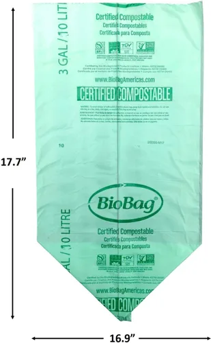 Miniatura 6 de Bolsas compostables de 3 galones para restos de comida de BioBag, 100 unidades, certificadas por BPI, cumplen con los estándares ASTM D6400