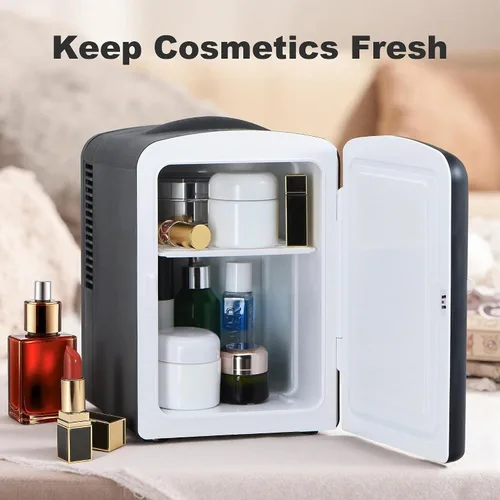 Miniatura 4 de Iceblue Mini refrigerador, refrigerador pequeño retro de 4 litros/6 latas, enchufe de CA y cargador de coche de 12V, refrigerador para productos