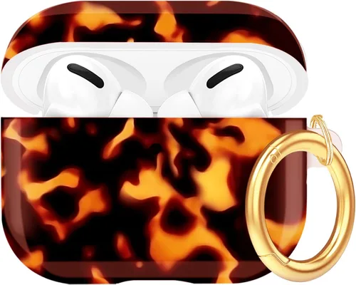 Miniatura 19 de Funda para Airpods Pro - YOMPLOW Funda protectora rígida de piel portátil y a prueba de golpes para mujeres y niñas con llavero para Apple Airpods