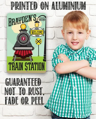 Miniatura 2 de Estación de tren personalizada: bonita decoración de cruce de ferrocarril, accesorios de habitación de bebé niño, decoración de sala