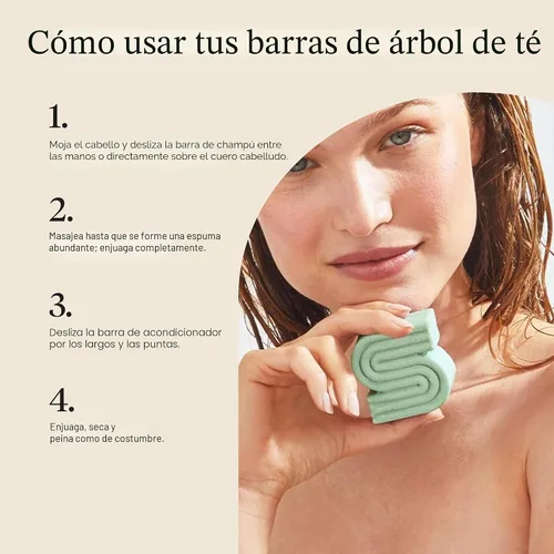 Miniatura 7 de Kitsch Tea Tree & Mint Clarifying Shampoo and Shave Bar, Champú anticaspa para hombres y mujeres, sin plástico, sin sulfato. Champú para el cabello