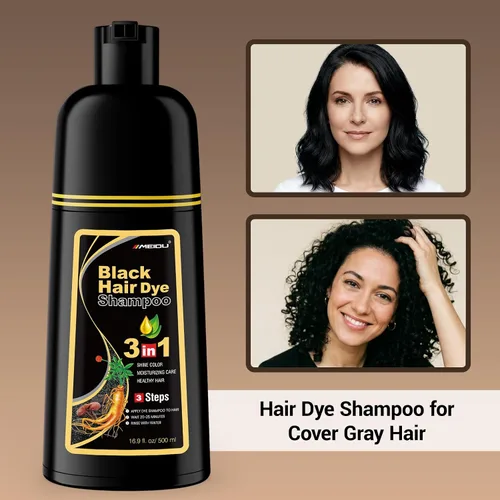 Miniatura 3 de IIIMEIDU MEIDU - Champú de tinte de cabello negro 3 en 1 para cobertura de canas, champú de color de cabello semipermanente para tinte de cabello