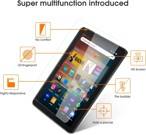 Miniatura 9 de OMOTON Protector de pantalla para tableta Amazon Kindle Fire HD 8/Fire HD 8 Plus/Fire HD 8 Kids/Fire HD 8 Kids Pro (2022/2020, 8 pulgadas), vidrio
