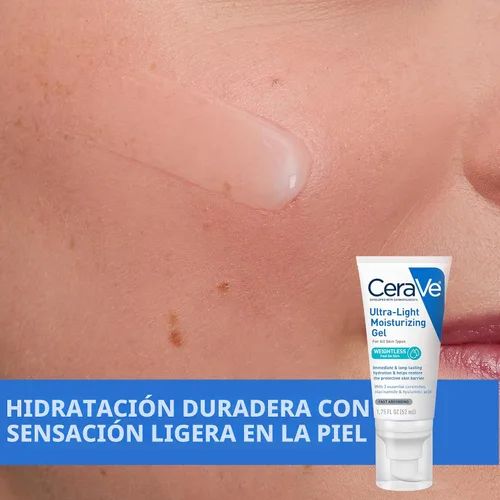 Miniatura 3 de CeraVe Gel hidratante ultraligero, gel hidratante facial para hombres y mujeres con ceramidas, niacinamida, ácido hialurónico, sin fragancia, sin