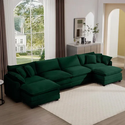 Miniatura 28 de Aoowow Sofá de dos plazas de pana, modernos sofás de nube de 2 plazas para sala de estar, sofás modulares de nube seccionales con asiento profundo