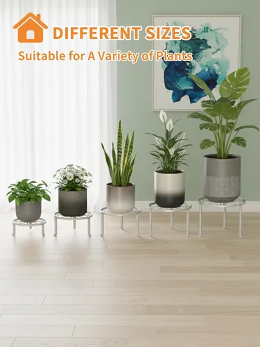 Miniatura 7 de Paquete de 5 soportes para macetas de hierro resistentes a la oxidación para interiores y exteriores, soporte decorativo redondo para flores