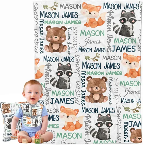 Miniatura 10 de Manta de bebé personalizada para niños y niñas, regalos de bebé personalizados de elefante, manta de bebé personalizada para niñas y niños, mantas