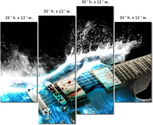 Miniatura 7 de Guitarra en azul y olas se ve hermosa pintura de arte de pared la imagen impresión en lienzo imágenes musicales para decoración del hogar regalo