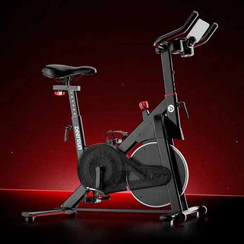 Miniatura 8 de Bicicleta fija de ejercicio DeerRun, bicicleta de ciclismo interior con freno de pastilla/magnética ajustable, bicicleta estacionaria