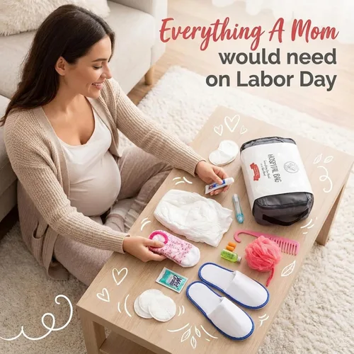 Miniatura 2 de Bolsas de hospital para el trabajo de parto y el parto, bolsa de hospital de maternidad para embarazo, esenciales para mamá, juego de ropa