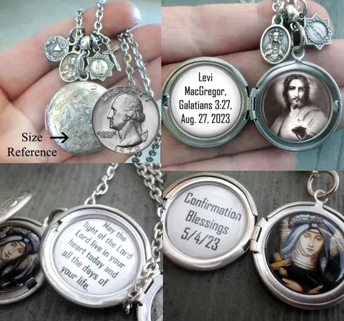 Miniatura 6 de Collar con medallón de San Bona de Pisa, patrón de peregrinos y viajeros, encantos italianos