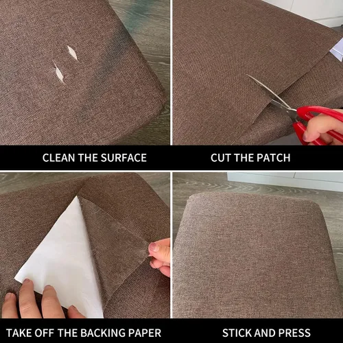 Miniatura 6 de Parches de Reparación de Tela, Cinta de Reparación de Lino Autoadhesiva Duradera de 17X79 Pulgadas, Parches de Tela DIY de Gran Tamaño para Sofá