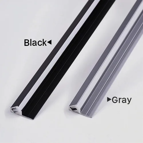 Miniatura 5 de Paquete de 5 perfiles de aluminio lineales LED montados en superficie, barras LED de 45 grados, lámpara oblicua invisible, estante de capa de Gris