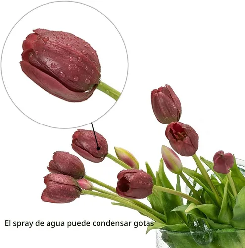 Miniatura 3 de DUYONE 15 flores de tulipanes artificiales, ramo de látex de tacto real, tulipanes falsos para oficina, boda, fiesta, hogar, cocina, jardín
