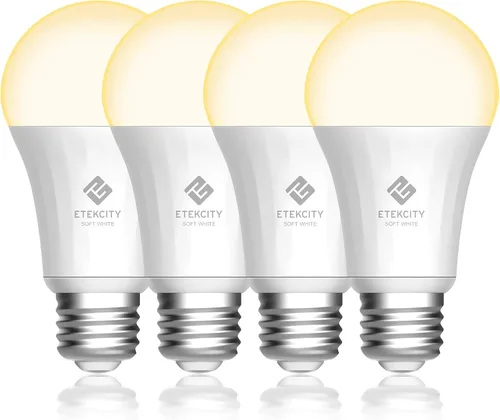 Etekcity ESL100 - Bombilla inteligente compatible con Alexa, Google Home e IFTTT, 4 unidades (paquete de 1), 9 W (equivalente a 60 W), 806 LM, 2700