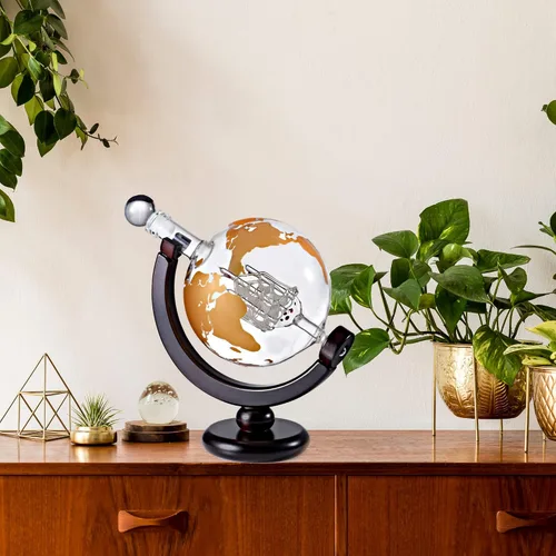 Miniatura 7 de Juego de regalo de globo de whisky, bandeja de base rica, dispensador de whisky dorado, tapón hermético para vino, bourbon, brandy, jugo, agua