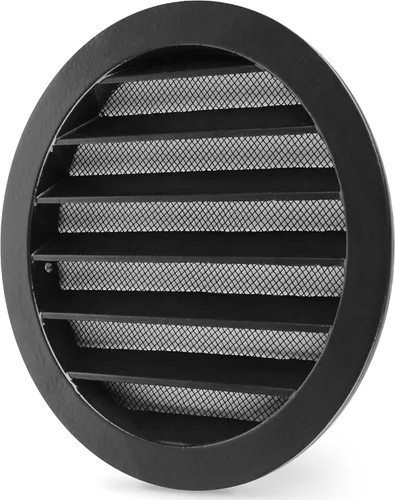 calimaero® WSGB Rejilla de Ventilación de Aire de Metal Redondo Negro de 5 Pulgadas con Persiana Plana y Malla Antimoscas Compatible Solo con