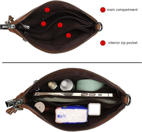 Miniatura 3 de Uromee Cartera de mano para mujer, de piel auténtica, con cadena de hombro desmontable