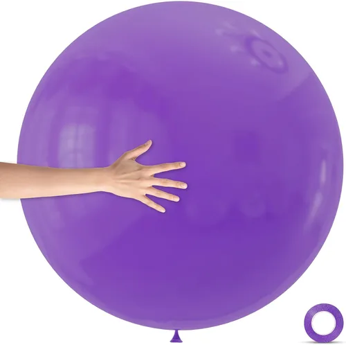 Miniatura 31 de Paquete de 120 globos de color morado perla, globos de látex brillantes de 12 pulgadas de color morado real para cumpleaños, boda, baby shower