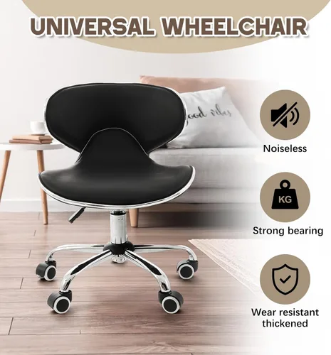 Miniatura 5 de Geelin Silla de pedicura para tecnología de uñas, taburete ergonómico con soporte de espalda, taburete hidráulico ajustable para spa con ruedas