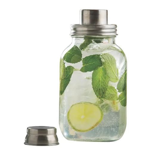 TableCraft MJS30 Cash & Carry Mason Jar coctelera, 30 onzas., puede lavarse en el lavavajillas, 18/8 superficie de acero inoxidable, vidrio