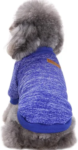 Miniatura 12 de Suéter de punto clásico para perros y mascotas, cálido para invierno, abrigo para mascotas, suéter suave para perros pequeños (XS, marrón)