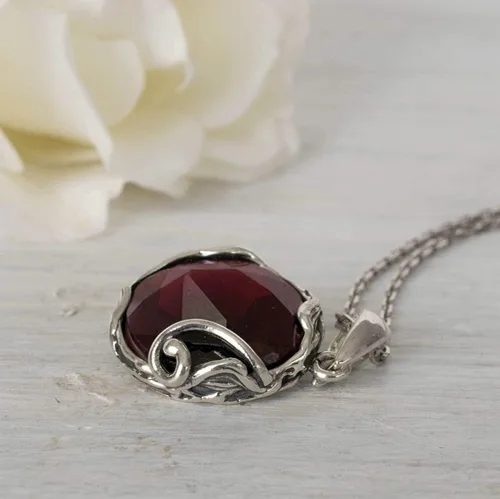 Miniatura 16 de Collares de plata de ley 925 con piedras preciosas para mujer, piedra natal, collares con colgante de plata, collar de plata de declaración de plata