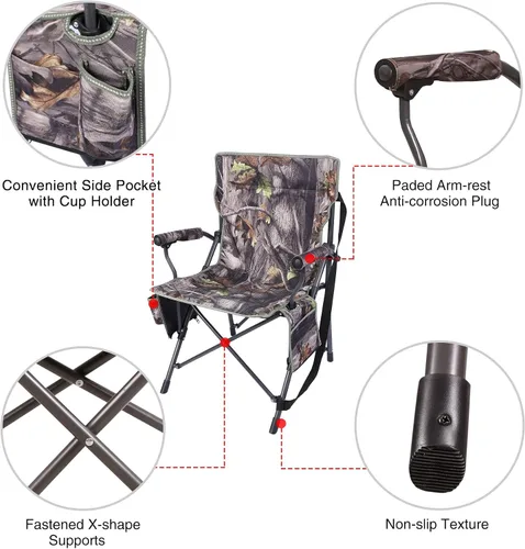 Miniatura 5 de REDCAMP Paquete de 2 sillas de caza de gran tamaño para persianas, sillas plegables portátiles de camuflaje para adultos, asientos de caza