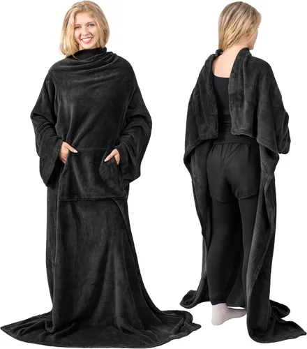 Miniatura 3 de PAVILIA Manta con Mangas para Adultos Mujeres Hombres, Manta Suave y Cálida Usable de Vellón Envolvente Tipo Throw, Manta Bata Regalo