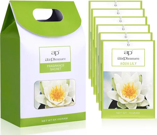 Miniatura 8 de Aqua Lily - Bolsa perfumada de 6 sobres para cajones y armarios, bolsas de larga duración, ambientador de armario, desodorante de cajones, aromas