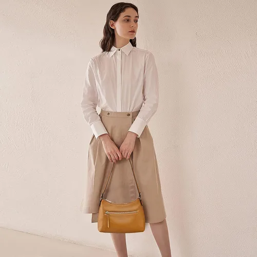 Miniatura 7 de S-ZONE Monederos pequeños de cuero para mujer, bolsos de hombro y bolsos con bolsillo exterior, Marrón