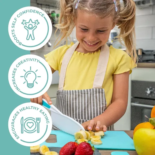 Miniatura 4 de Tovla Jr. - Juego de cuchillos seguros para niños para cocina real, 3 piezas, cuchillos de cocina para niños pequeños, herramientas de cocina Varios