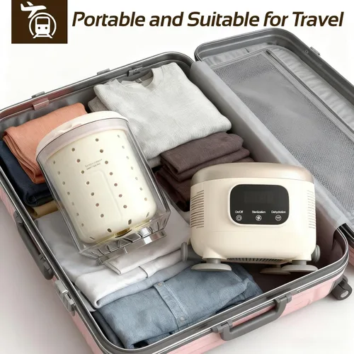 Miniatura 7 de Lavadora portátil blanca con cesta de secado por centrifugado, lavado, enjuague, secado por centrifugado 3 en 1, mini lavadora inalámbrica para ropa