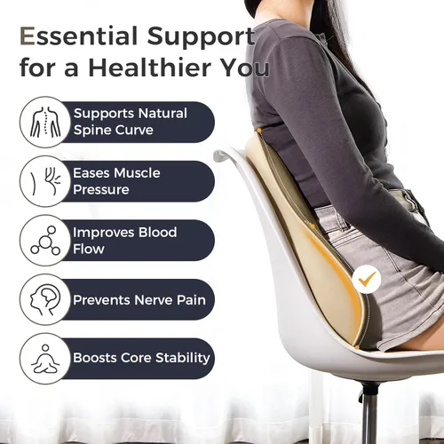 Miniatura 3 de Coverado Almohada de apoyo lumbar para automóvil, almohada ergonómica de espuma viscoelástica para silla de oficina, nuevo cojín de respaldo
