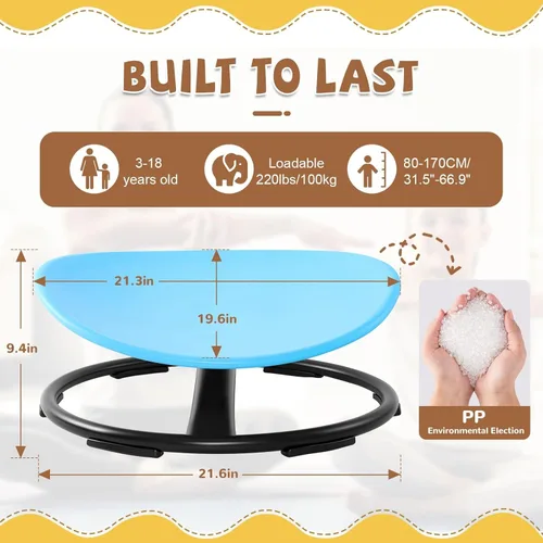 Miniatura 2 de Zhenx Silla giratoria para niños autistas (de 3 a 18 años) – Asiento giratorio sensorial de capacidad de 220 libras – Juguete sensorial para Azul
