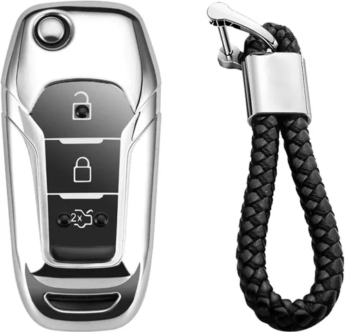 Miniatura 10 de Funda de llave de mando de coche de silicona suave con textura de fibra de carbono para Ford EcoSport Escort Explorer F-150 F-250 F-350 F-450 F-550