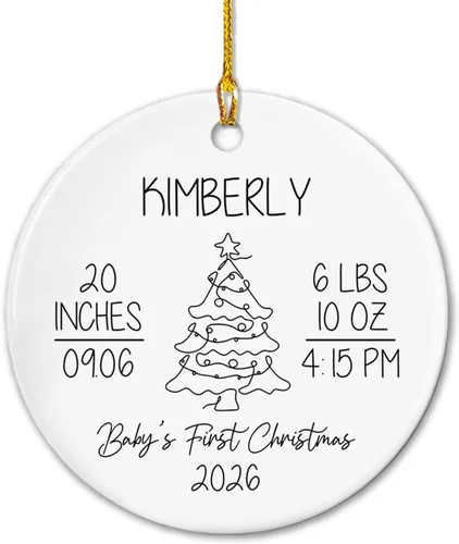 Miniatura 18 de Adornos de cerámica personalizados con texto en inglés «My First Christmas», bonito adorno de Navidad de gato para bebés, niños, primer recuerdo