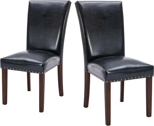 Miniatura 43 de COLAMY Juego de 2 sillas de comedor tapizadas Parsons, sillas de tela para comedor y cocina con detalle de cabeza de clavo y patas de madera