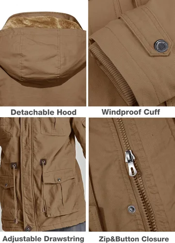 Miniatura 7 de MAGCOMSEN Men's Winter Coat Military Jacket Fleece Lined Parka Cotton Cargo Jacket