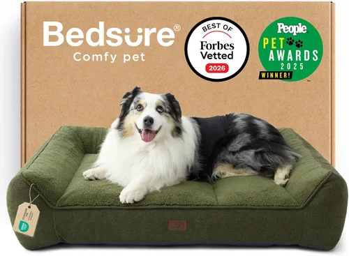 Miniatura 33 de Bedsure Cama ortopédica para perros de tamaño mediano, camas extra gruesas de apoyo para perros medianos con funda impermeable lavable, cómodo sofá