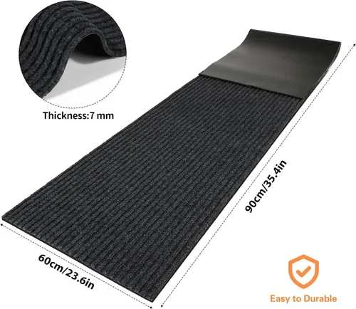 Miniatura 3 de Nuanchu Tapete grande a rayas semiacabado, impermeable, con forro de goma, para interiores y exteriores, para clima húmedo, rascador de zapatos