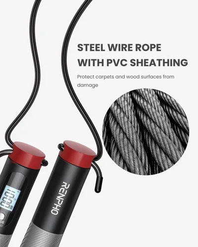 Miniatura 7 de RENPHO Cordless Jump Rope, Weighted Jump Rope with Counter, Jump Ropes for Fitness, Smart Skipping Rope for Crossfit b-Gris