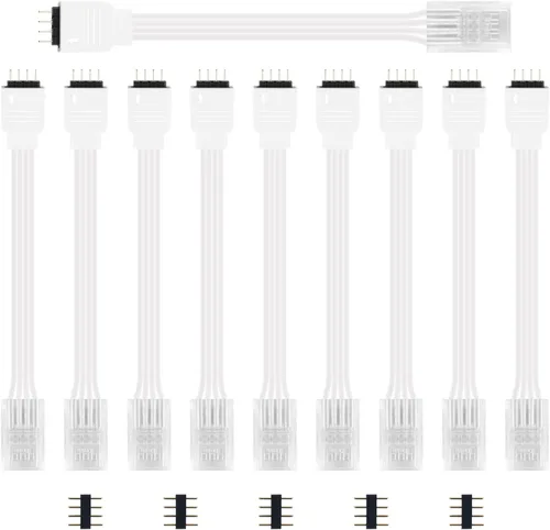 RGBZONE 10 unids 4 Pin 0.394 in Conectores LED sin soldadura 4 Pin conductor tira a adaptador de corriente para puente de 0.394 in SMD RGB 5050 LED