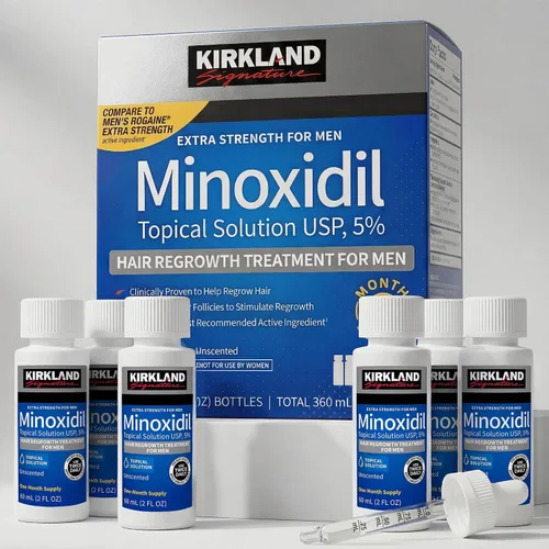 Miniatura 9 de Minoxidil para hombres Paquete Líquido, Tratamiento de crecimiento del cabello de fuerza extra 5%, suministro para 6 meses - Aplicador con gotero